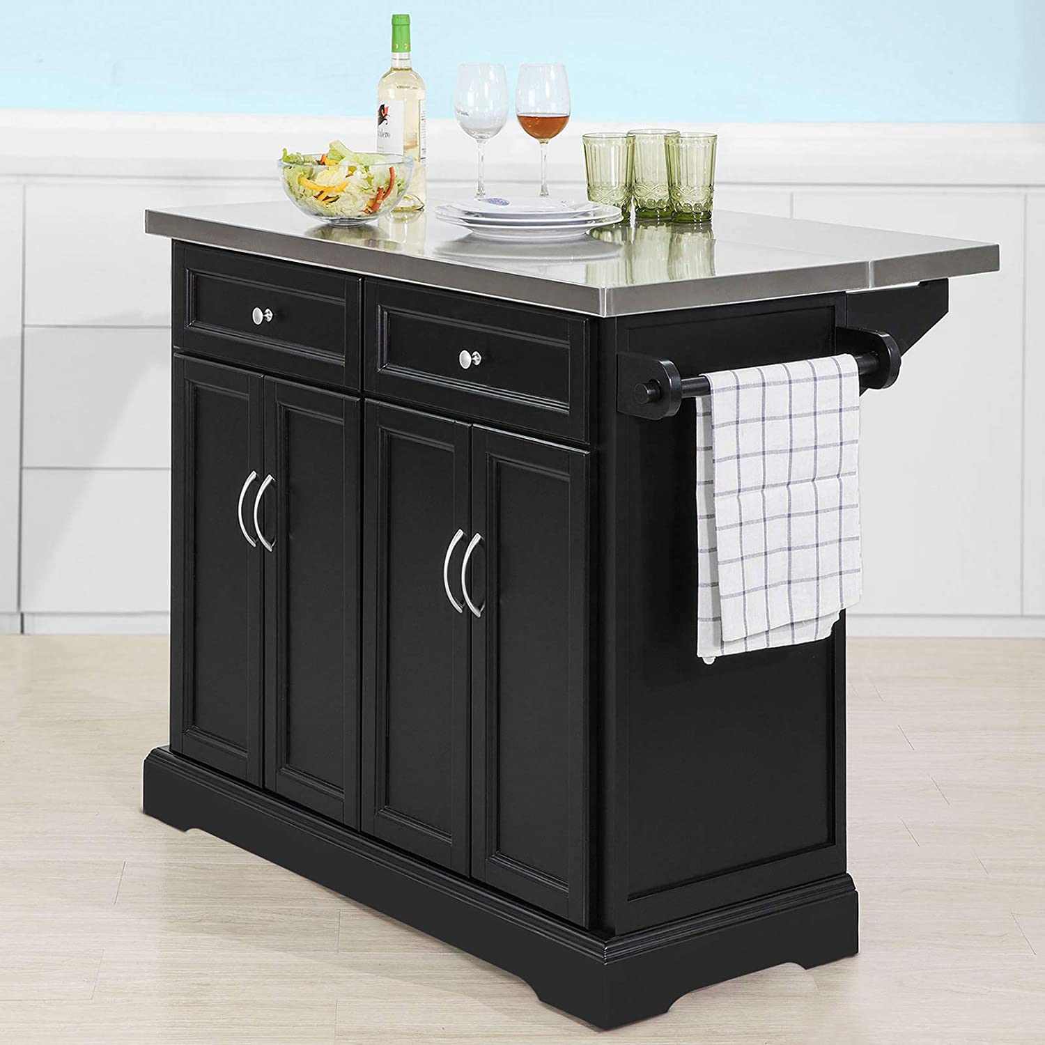 ¡Elegante y funcional! La isla portátil perfecta para tu cocina.